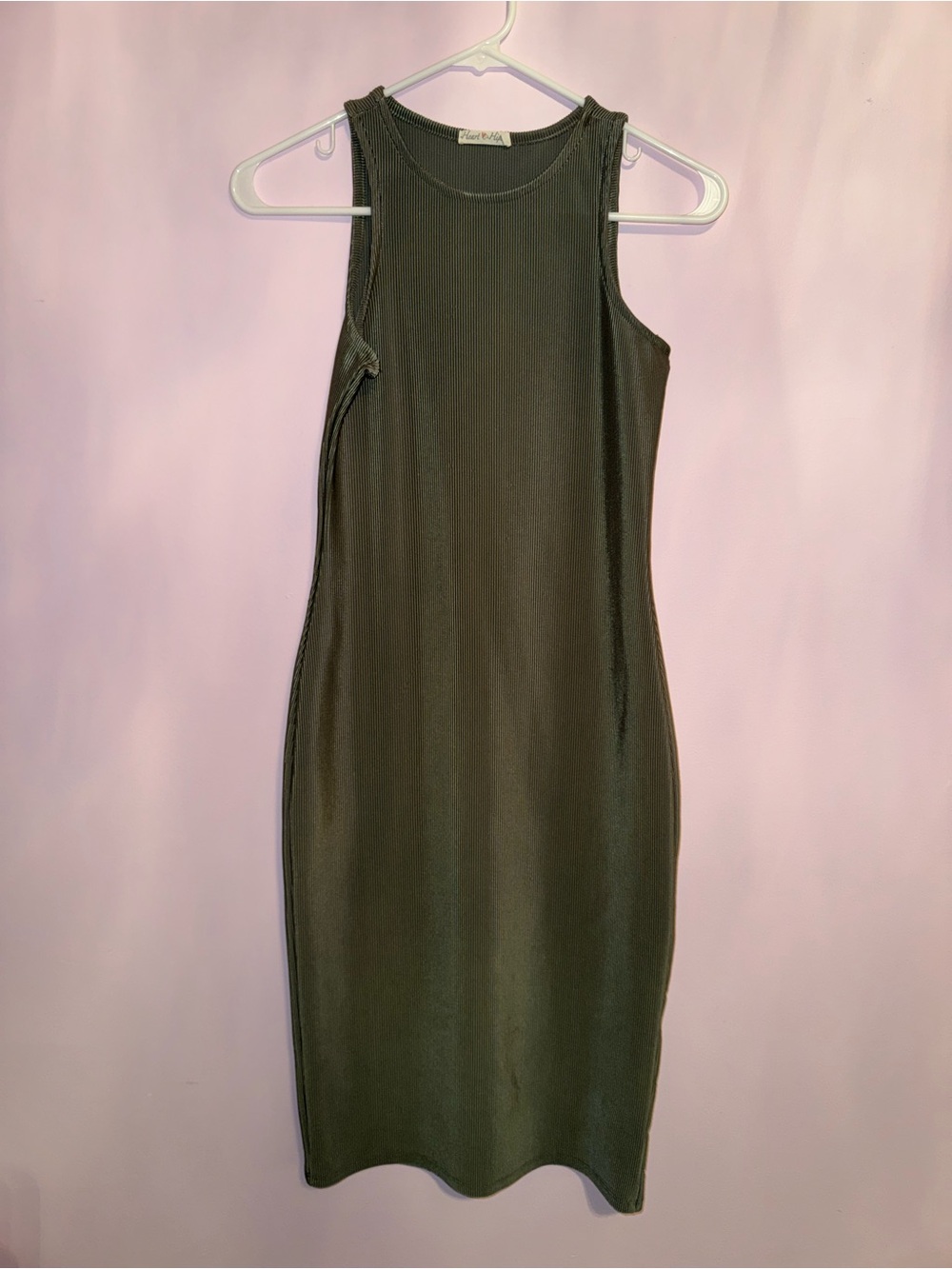 Heart & Hips Ribbed Tank Midi Dress - Olive